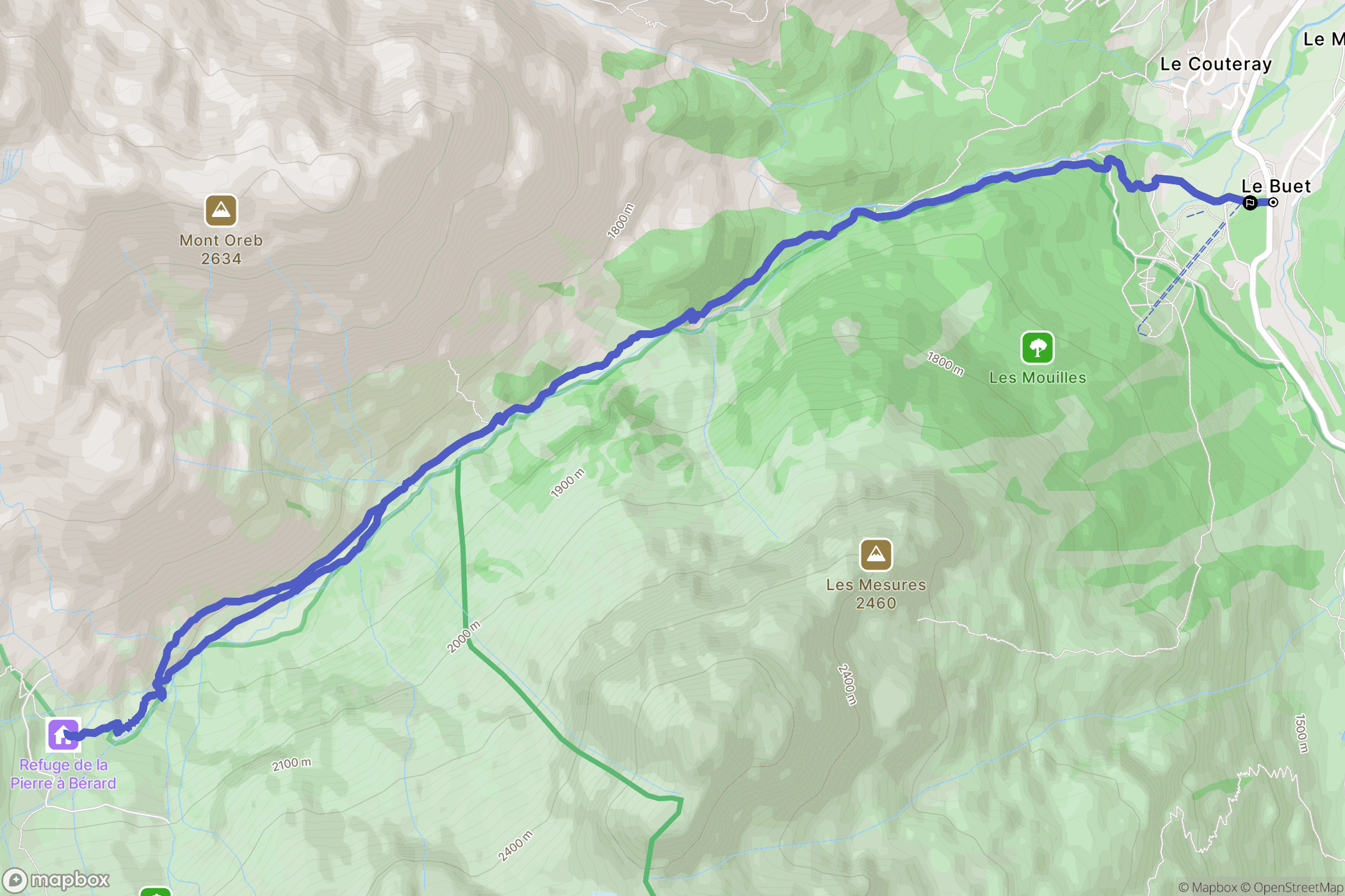Vallorcine : carte du parcours de randonnée - France