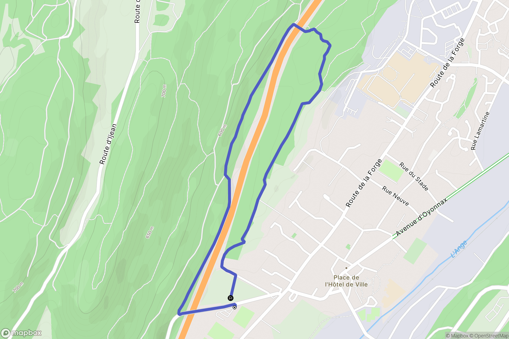 Bellignat : carte du parcours de randonnée - France