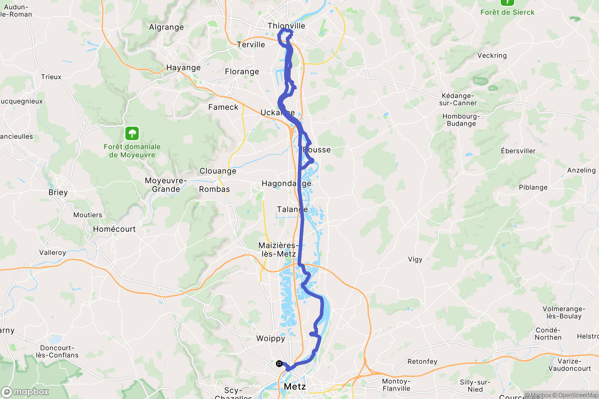 Metz : carte du parcours de randonnée - France
