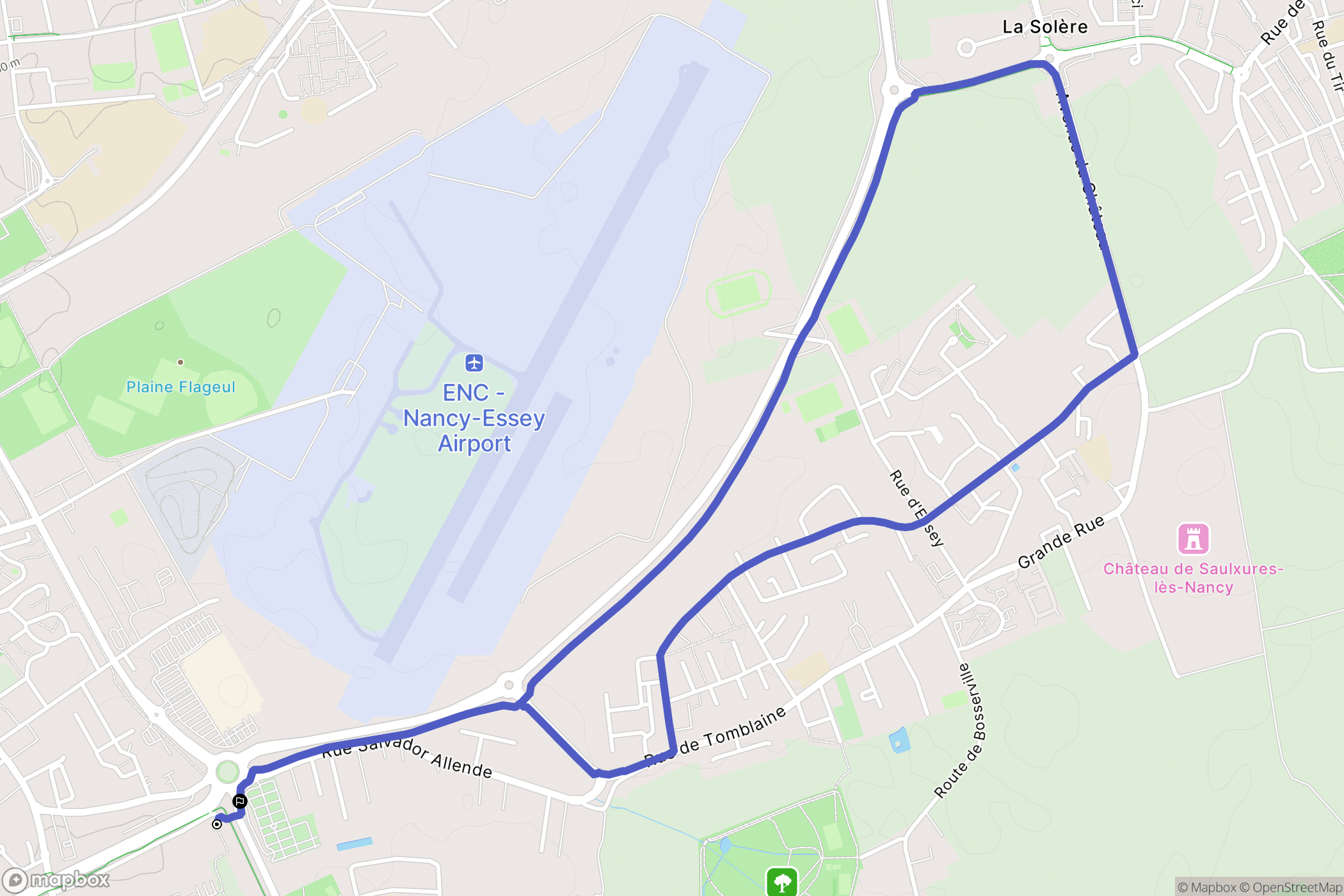 Saulxures-lès-Nancy : carte du parcours de randonnée - France