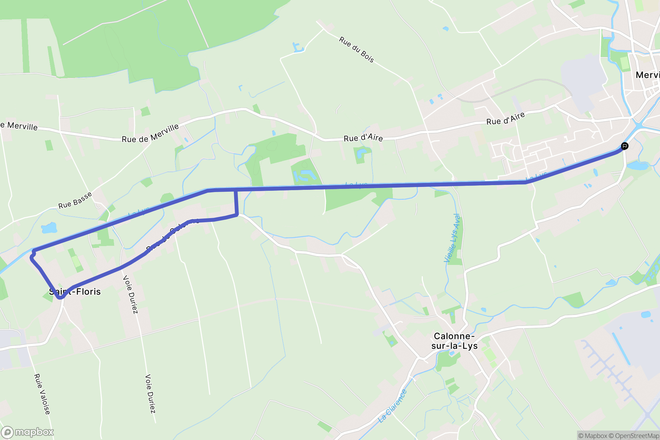 Merville : carte du parcours de randonnée - France