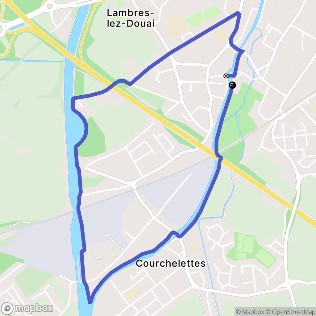 Lambres-Lez-Douai : carte du parcours de randonnée - France