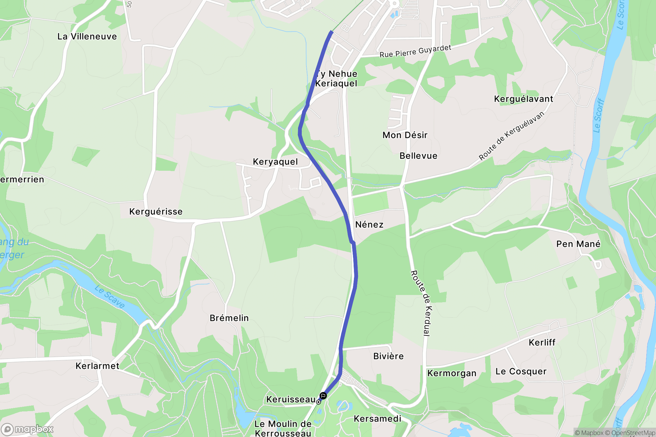 Pont-Scorff : carte du parcours de randonnée - France