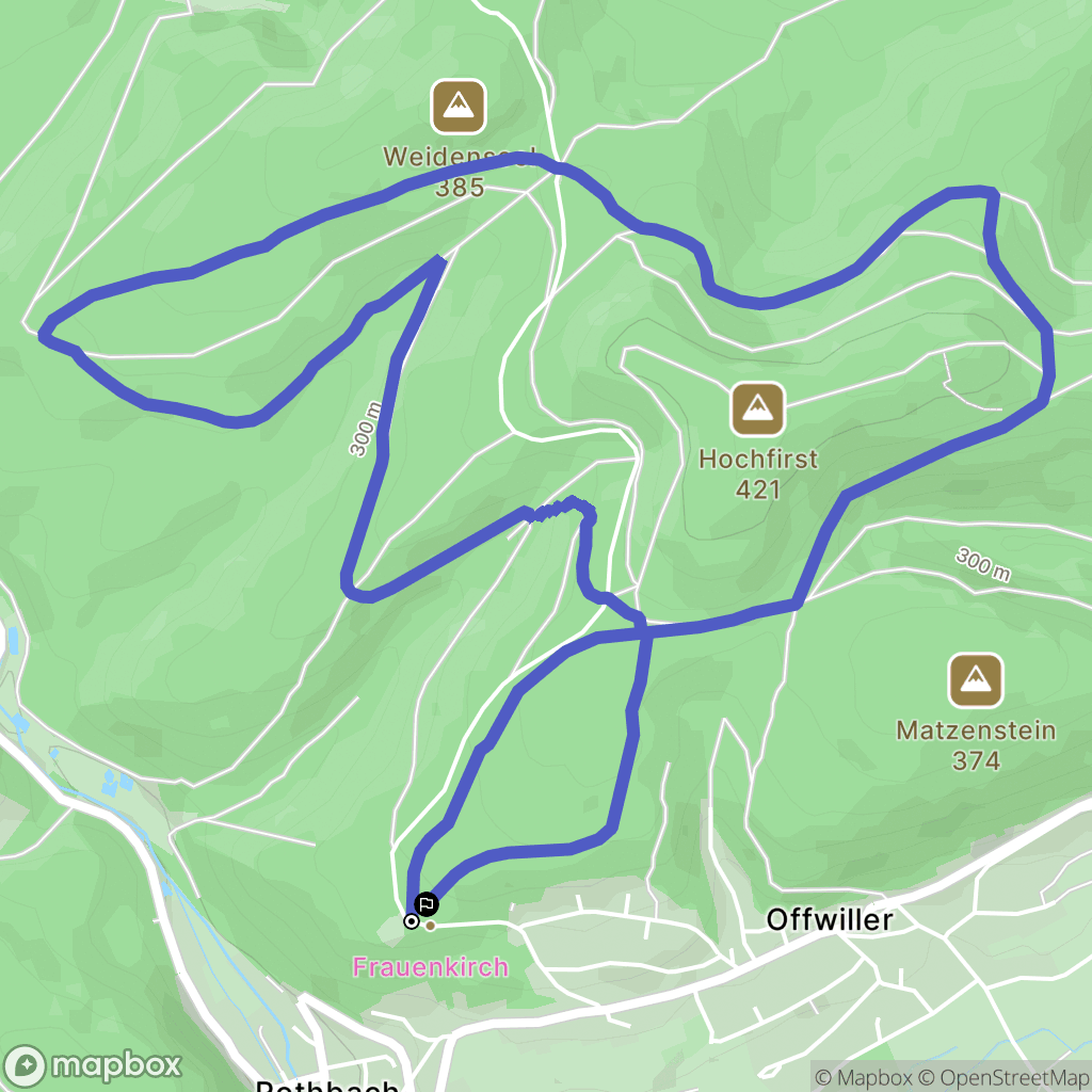 Offwiller : carte du parcours de randonnée - France