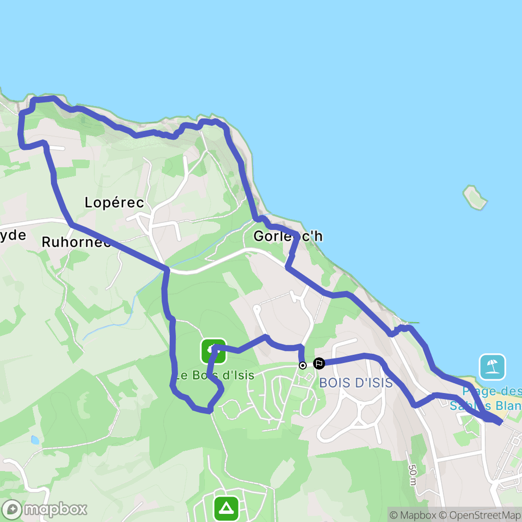 Douarnenez : carte du parcours de randonnée - France