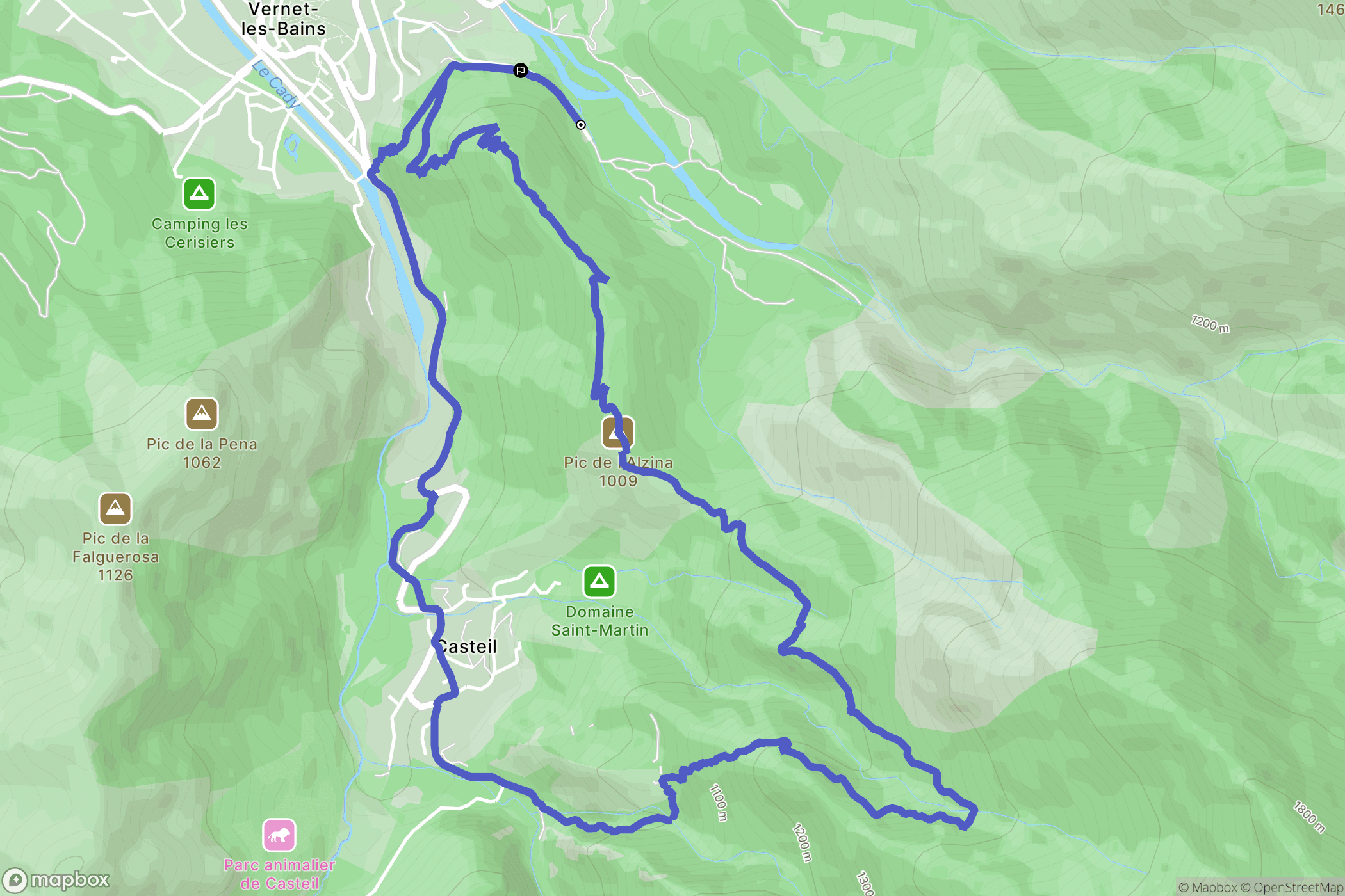 Vernet-les-Bains : carte du parcours de randonnée - France