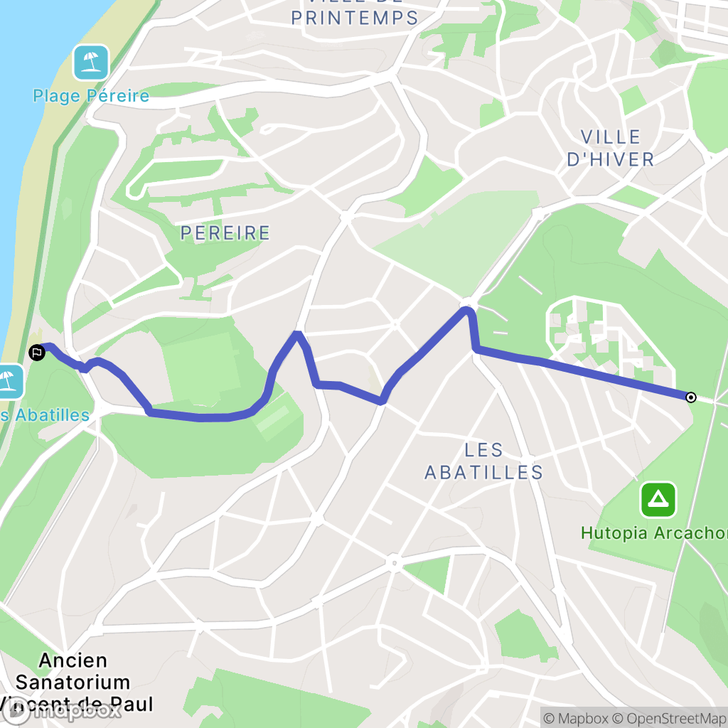 Arcachon : carte du parcours de randonnée - France