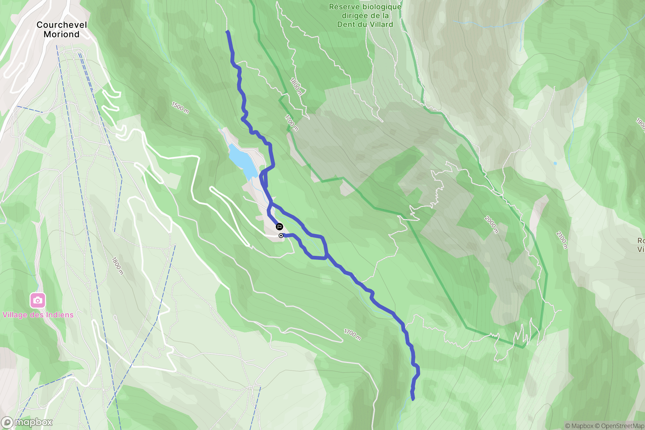 Courchevel : carte du parcours de randonnée - France