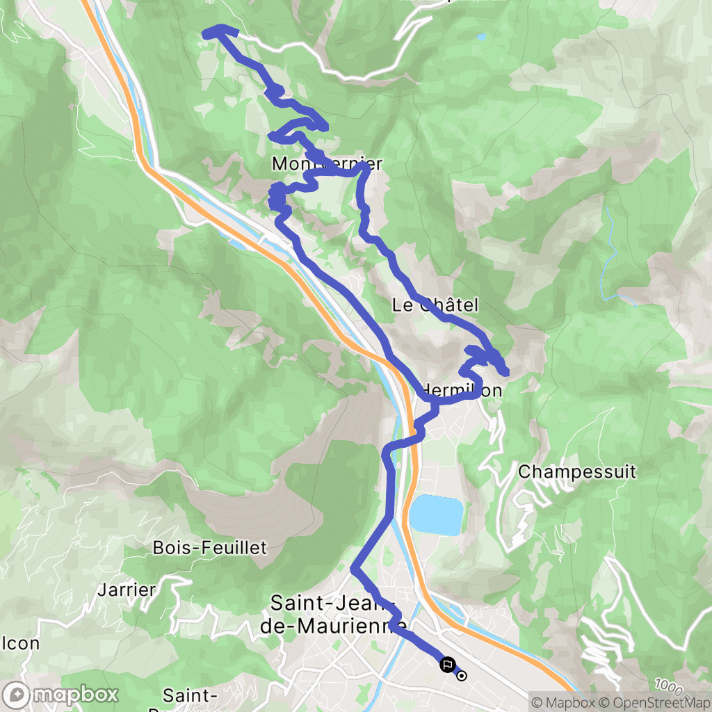 Saint-Jean-de-Maurienne : carte du parcours de randonnée - France