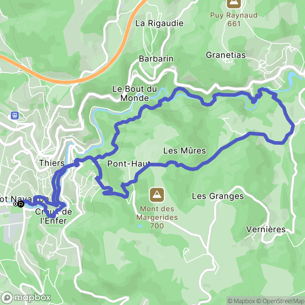 Thiers : carte du parcours de randonnée - France