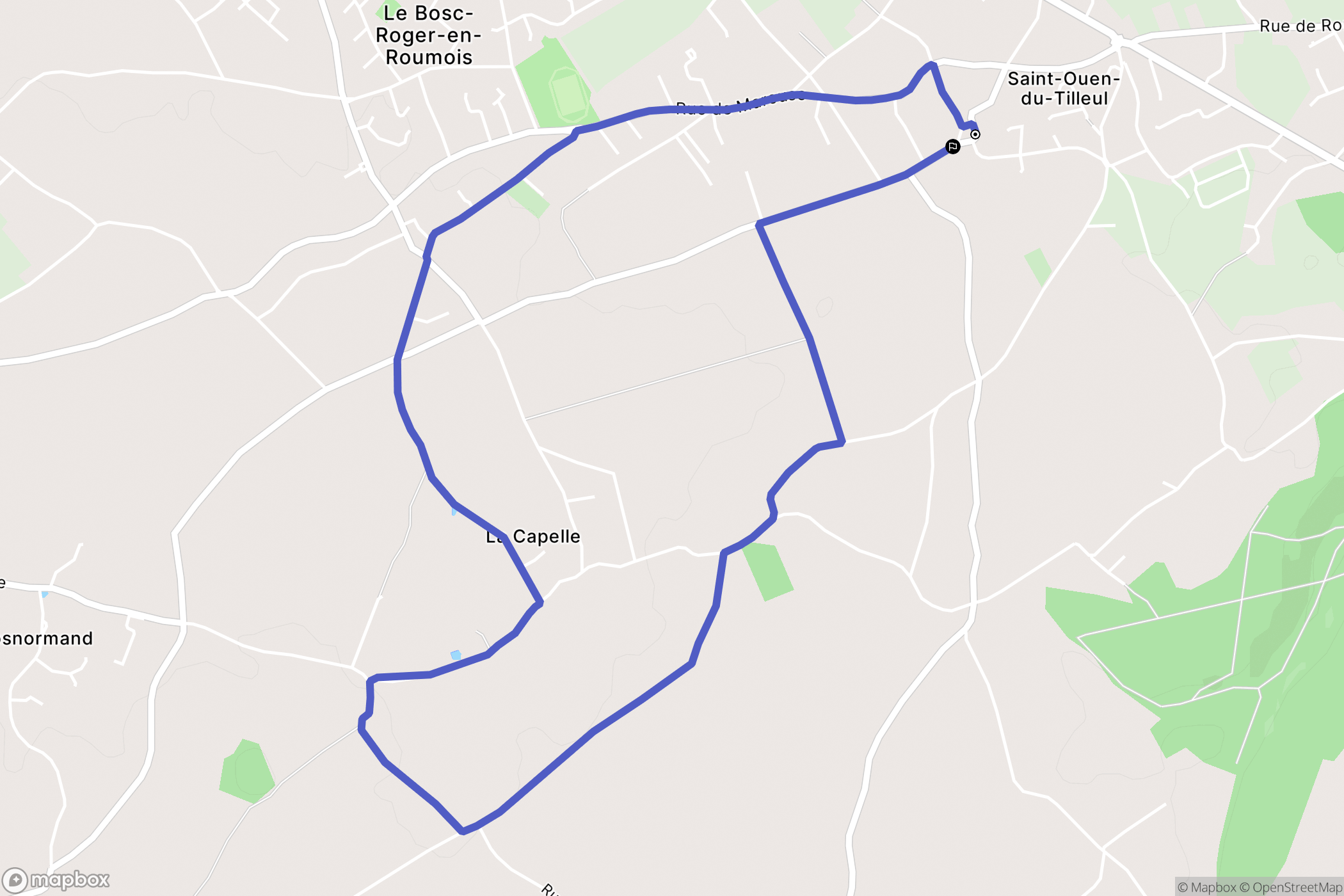 Saint-Ouen-du-Tilleul : carte du parcours de randonnée - France