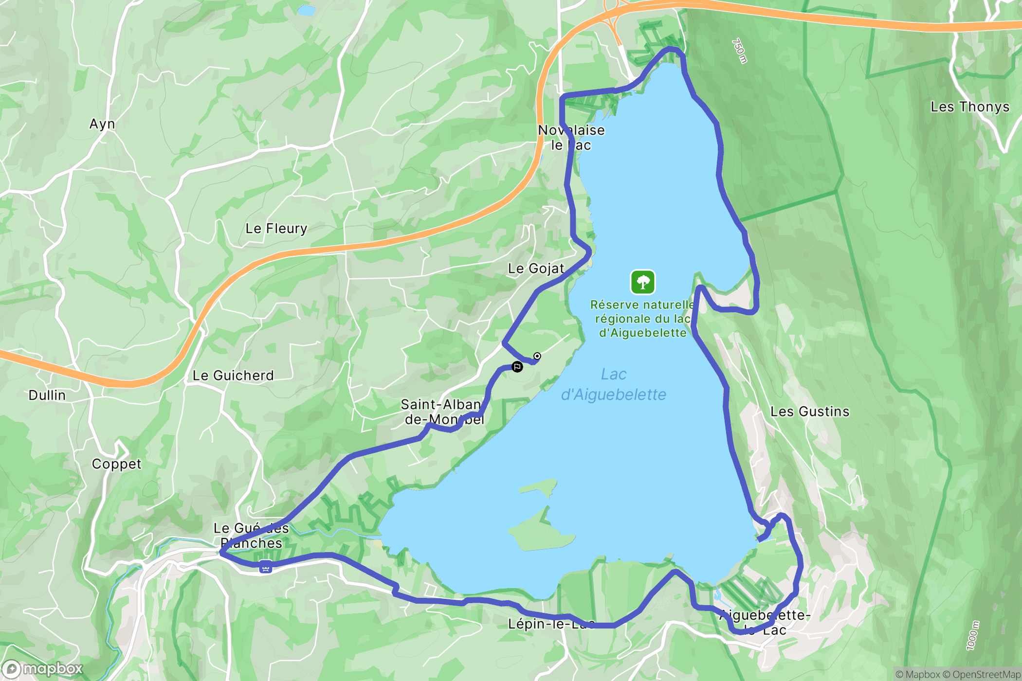 Saint-Alban-de-Montbel : carte du parcours de randonnée - France