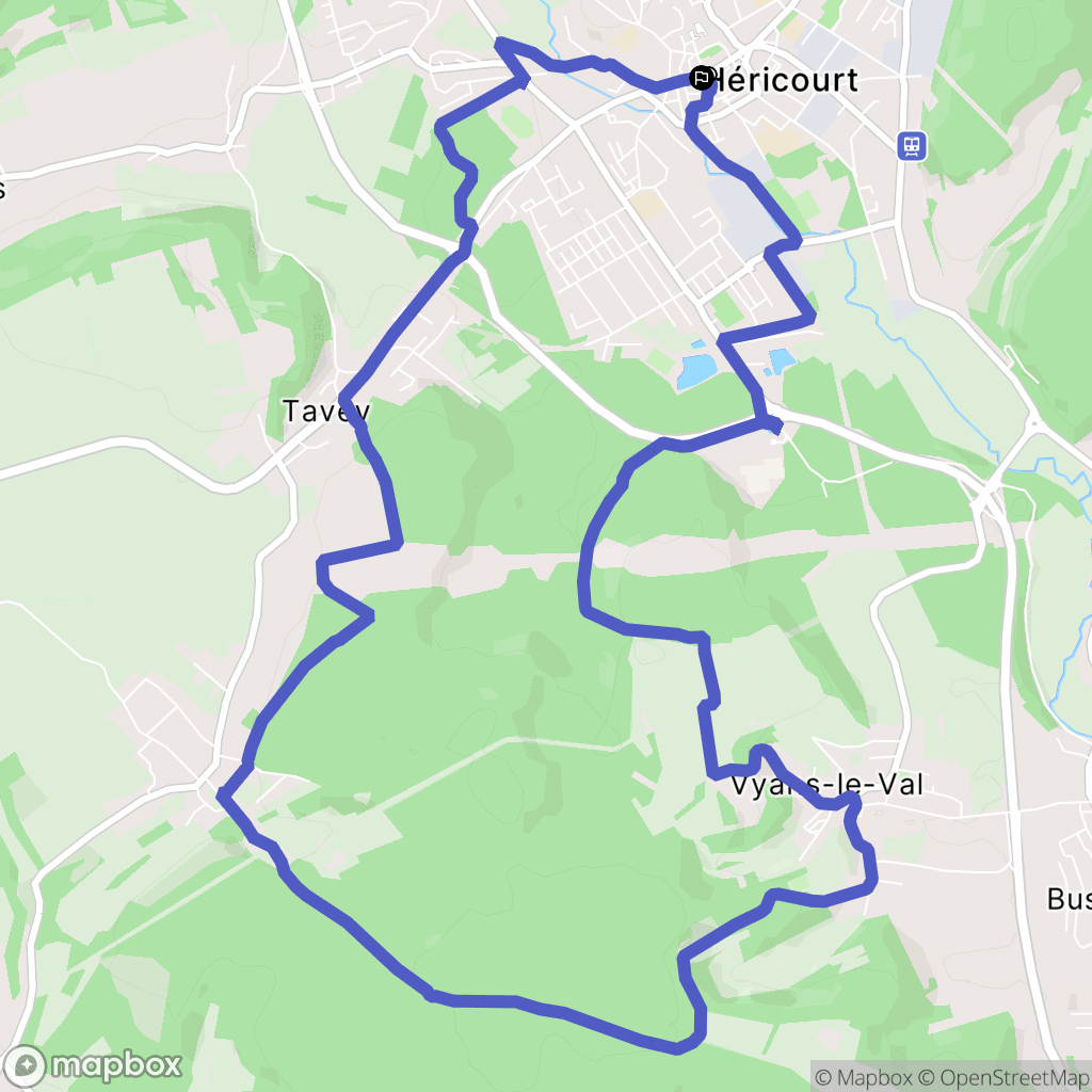 Héricourt : carte du parcours de randonnée - France