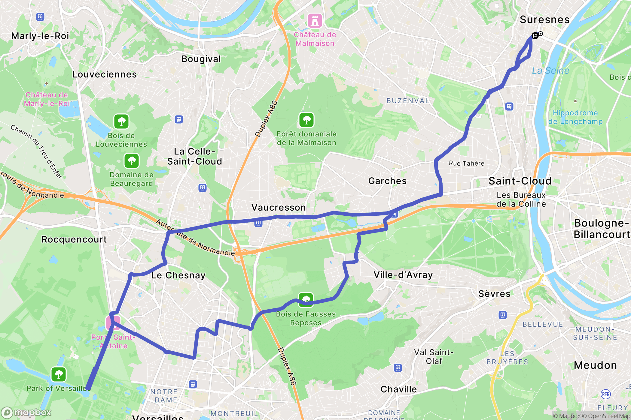 Paris : carte du parcours de randonnée - France