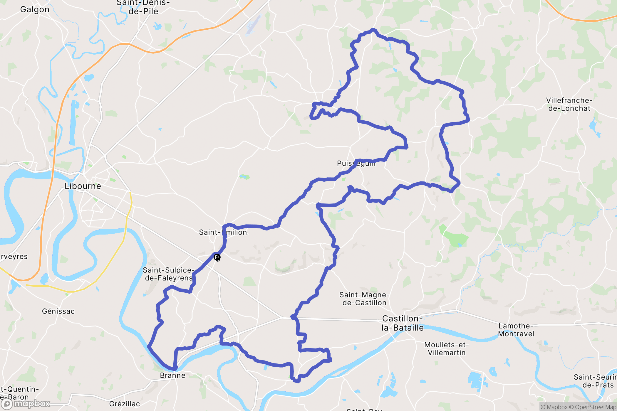 Saint-Émilion : carte du parcours de randonnée - France