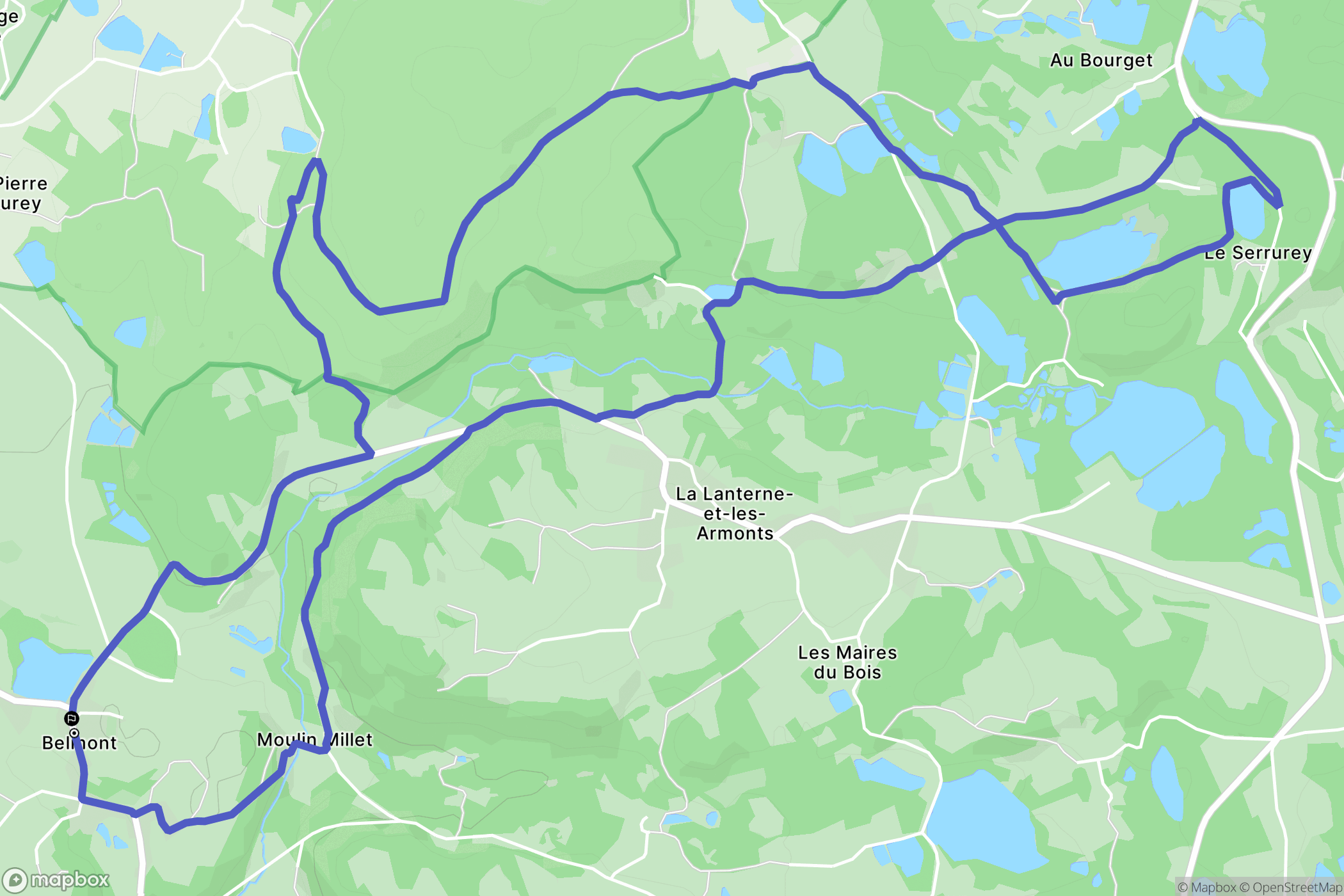 Belmont : carte du parcours de randonnée - France