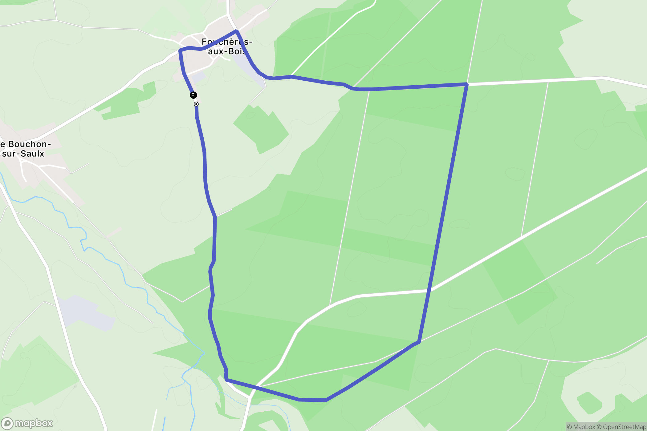 Fouchères-aux-Bois : carte du parcours de randonnée - France