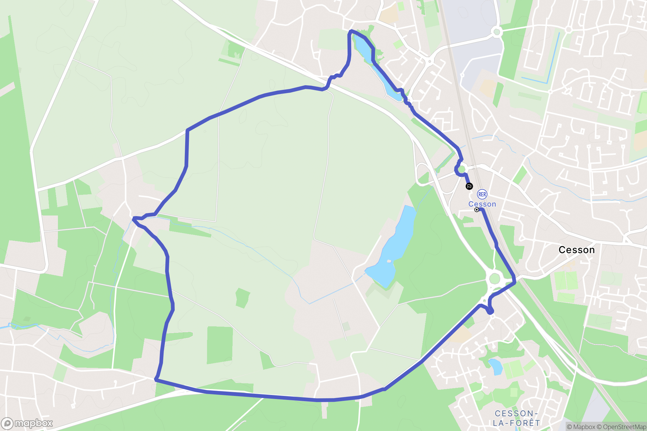 Cesson : carte du parcours de randonnée - France