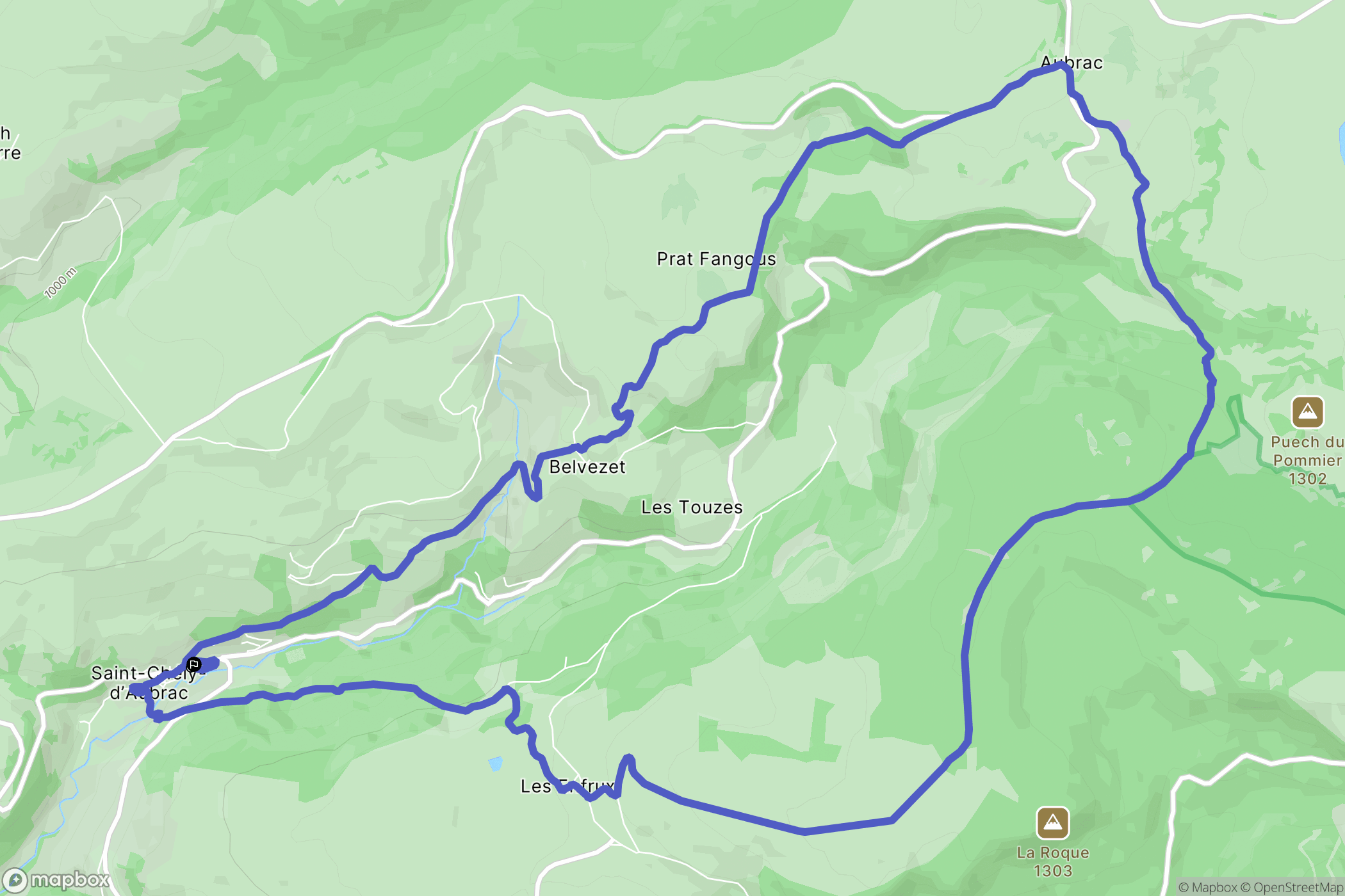 Saint-Chély-d'Aubrac : carte du parcours de randonnée - France