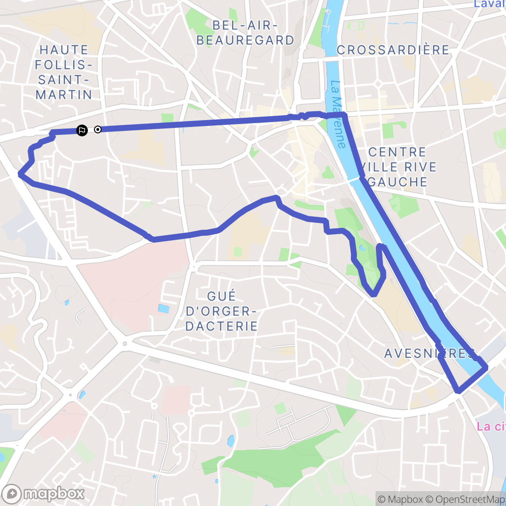 Laval : carte du parcours de randonnée - France