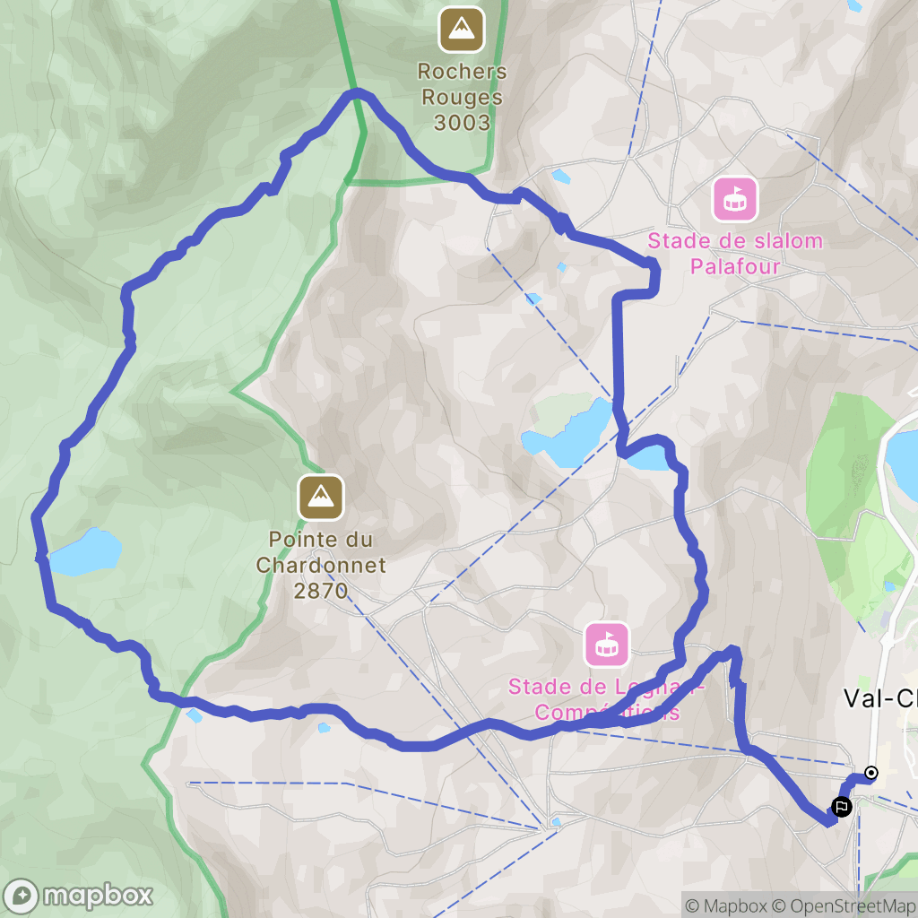 Tignes : carte du parcours de randonnée - France