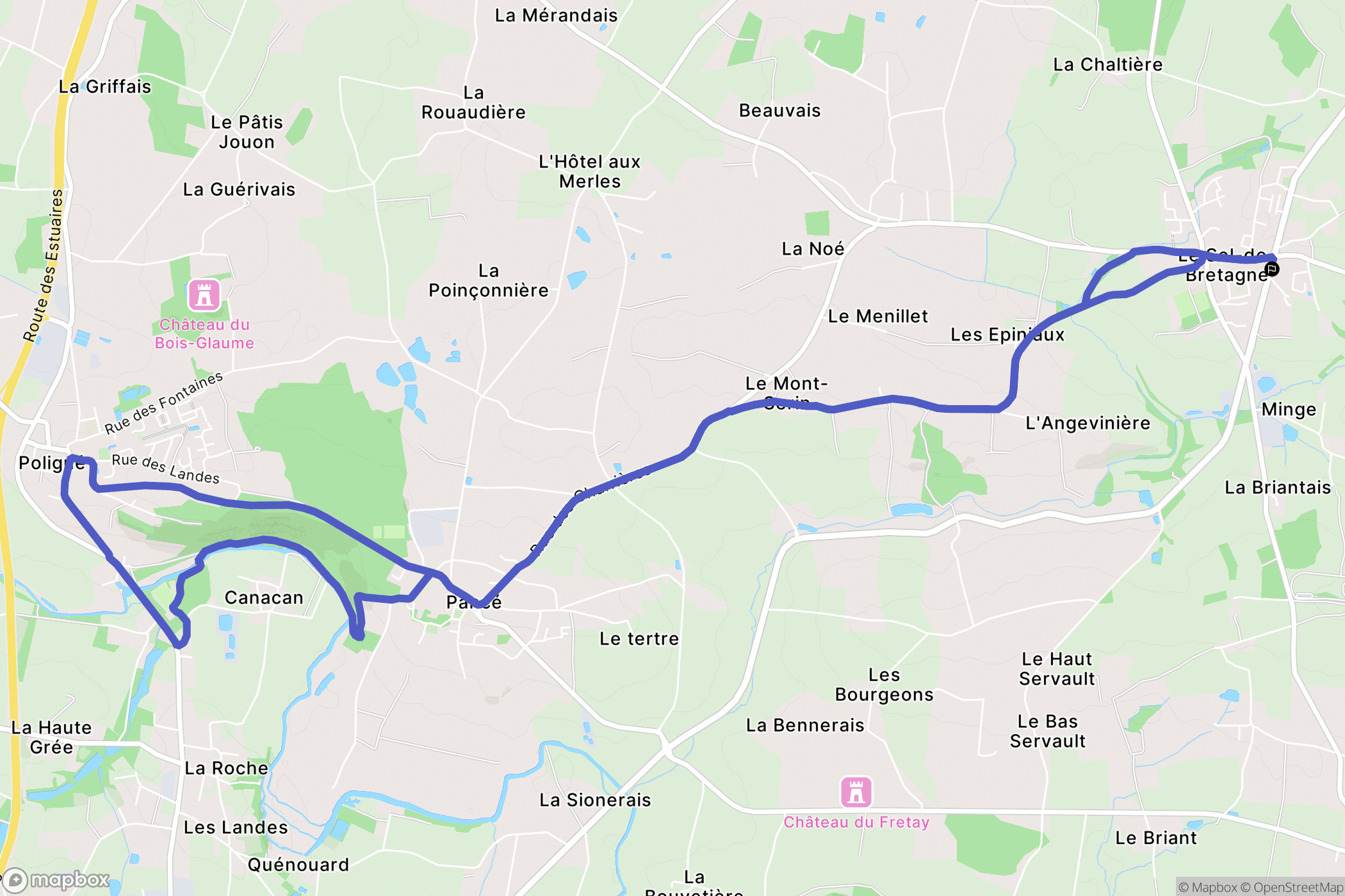 Le Sel-de-Bretagne : carte du parcours de randonnée - France