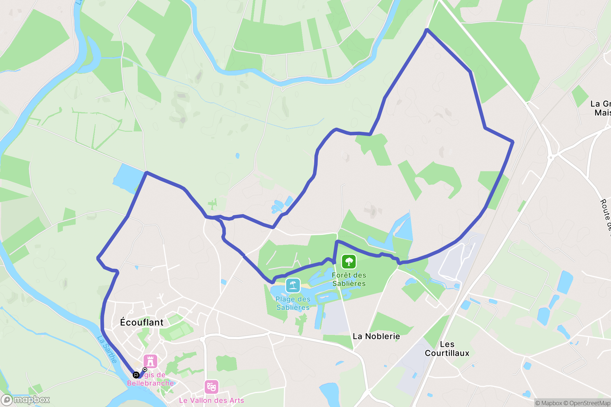 Écouflant : carte du parcours de randonnée - France