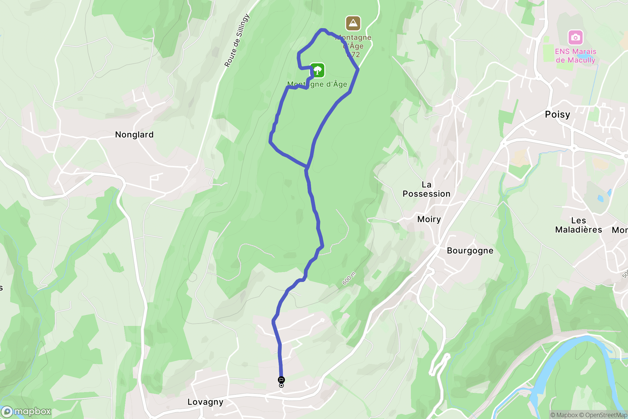 Lovagny : carte du parcours de randonnée - France