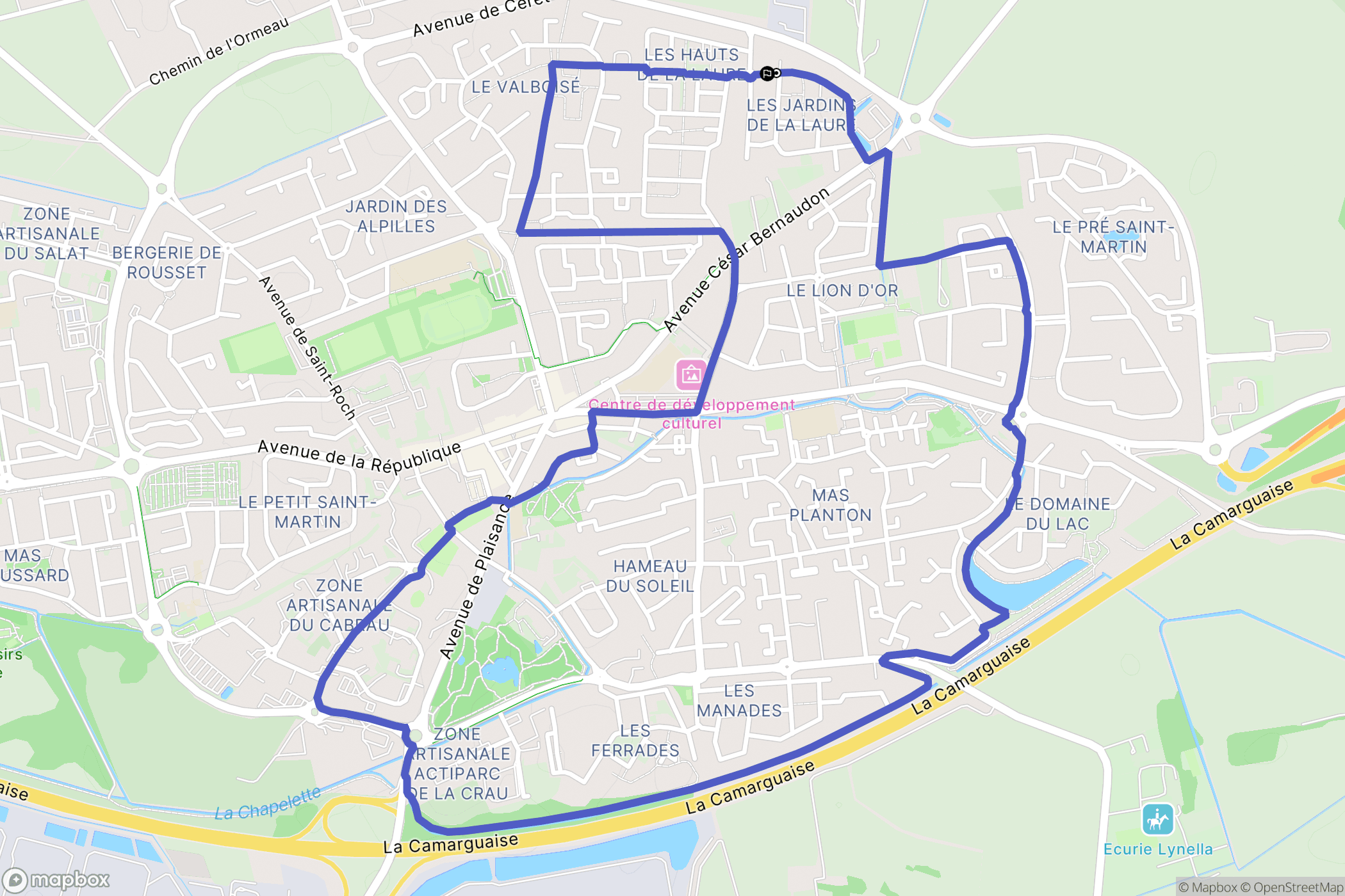 Saint-Martin-de-Crau : carte du parcours de randonnée - France