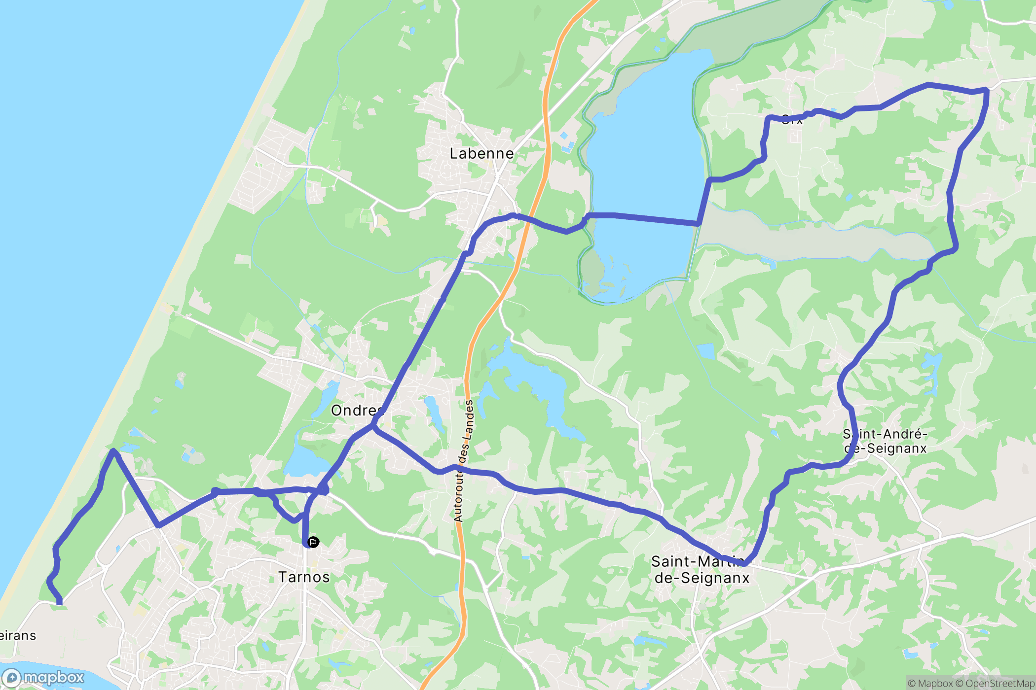 Tarnos : carte du parcours de randonnée - France