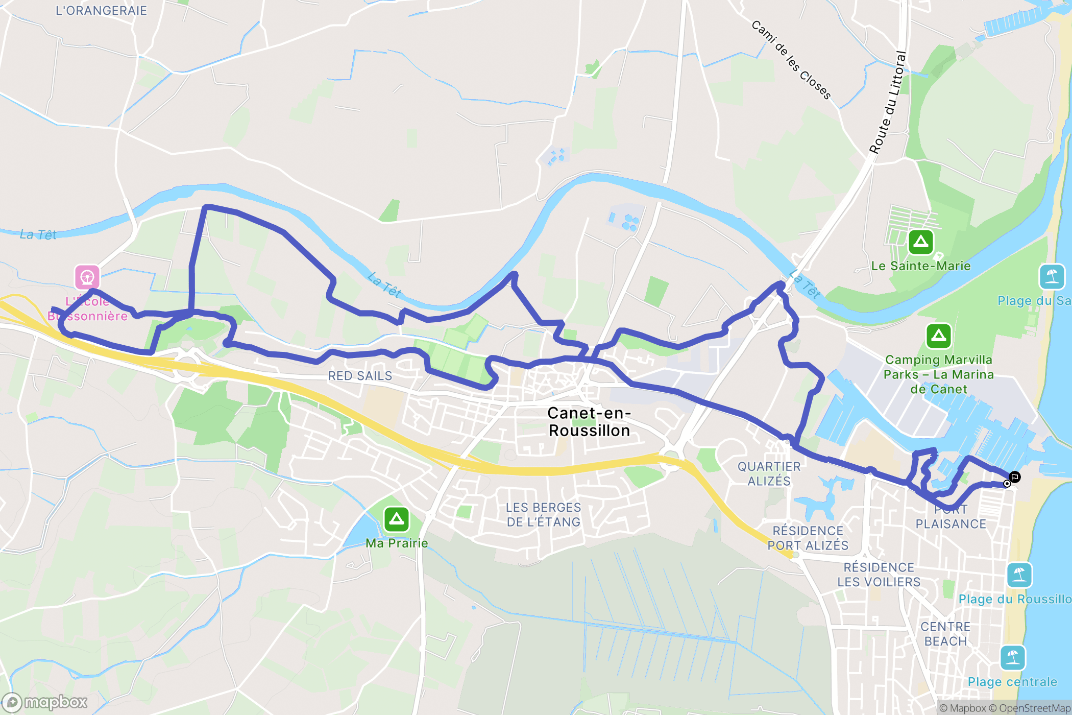 Canet-en-Roussillon : carte du parcours de randonnée - France