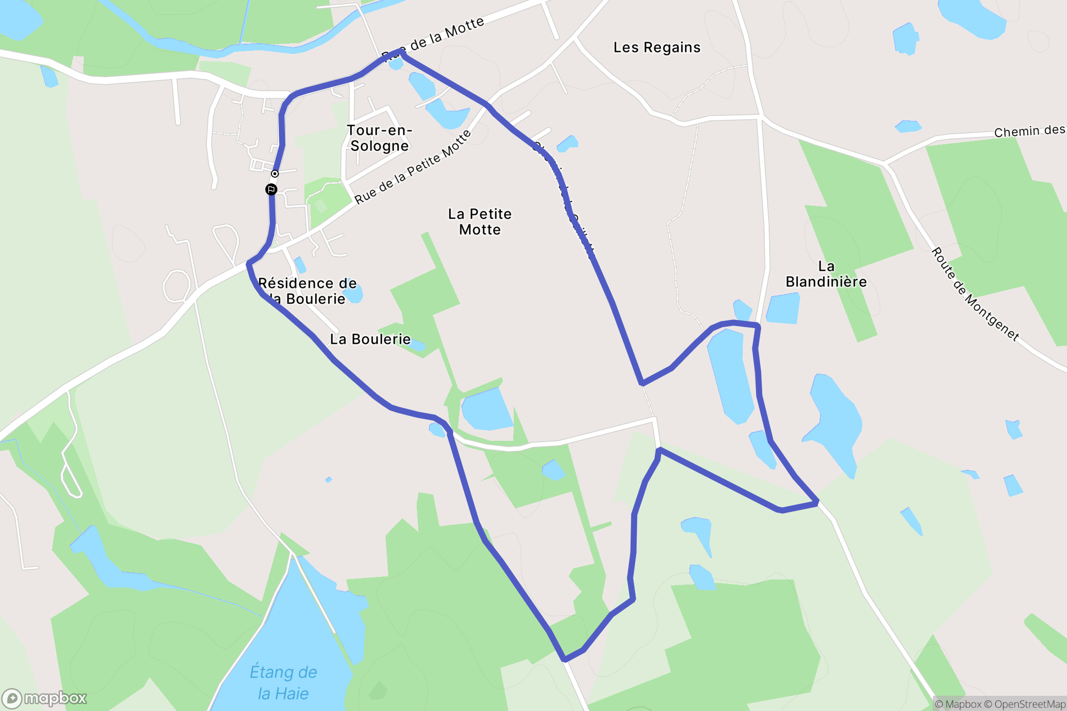 Tour-en-Sologne : carte du parcours de randonnée - France