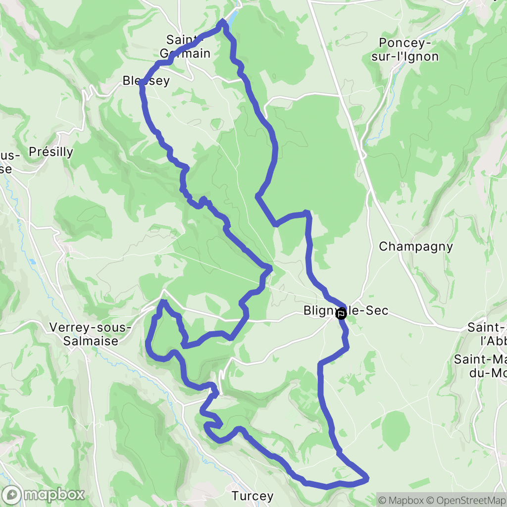 Bligny-le-Sec : carte du parcours de randonnée - France