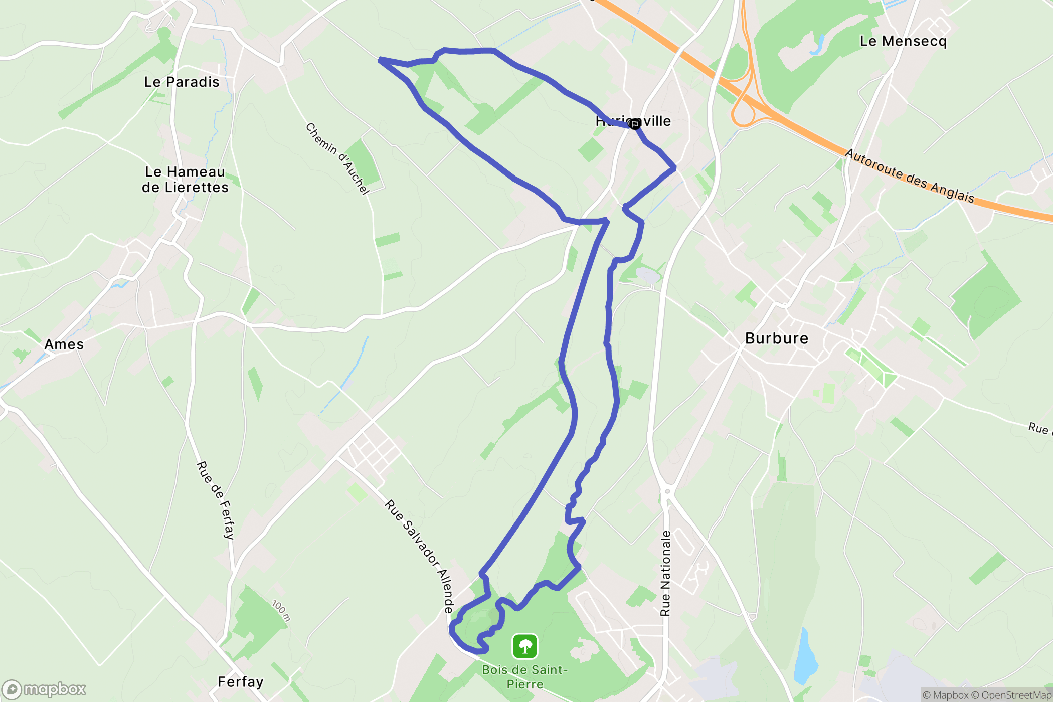 Lillers : carte du parcours de randonnée - France