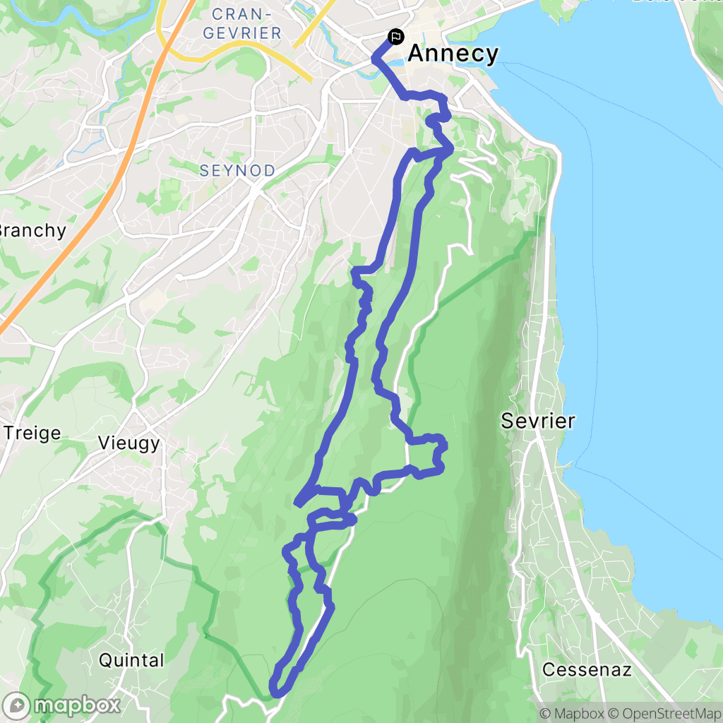 Annecy : carte du parcours de randonnée - France