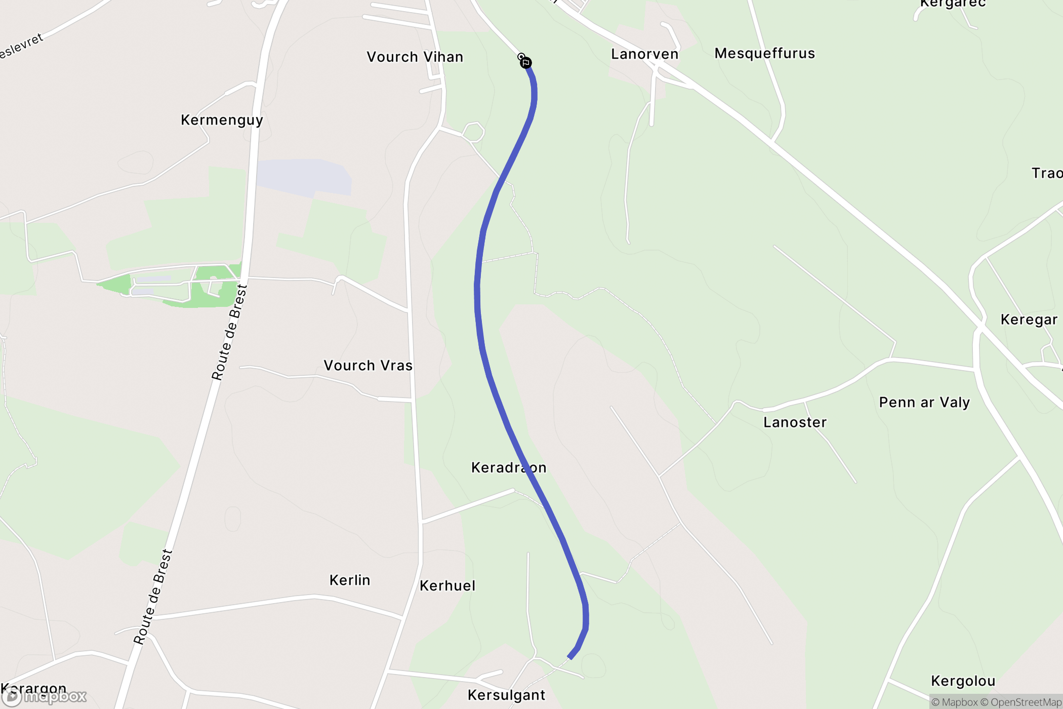 Plabennec : carte du parcours de randonnée - France