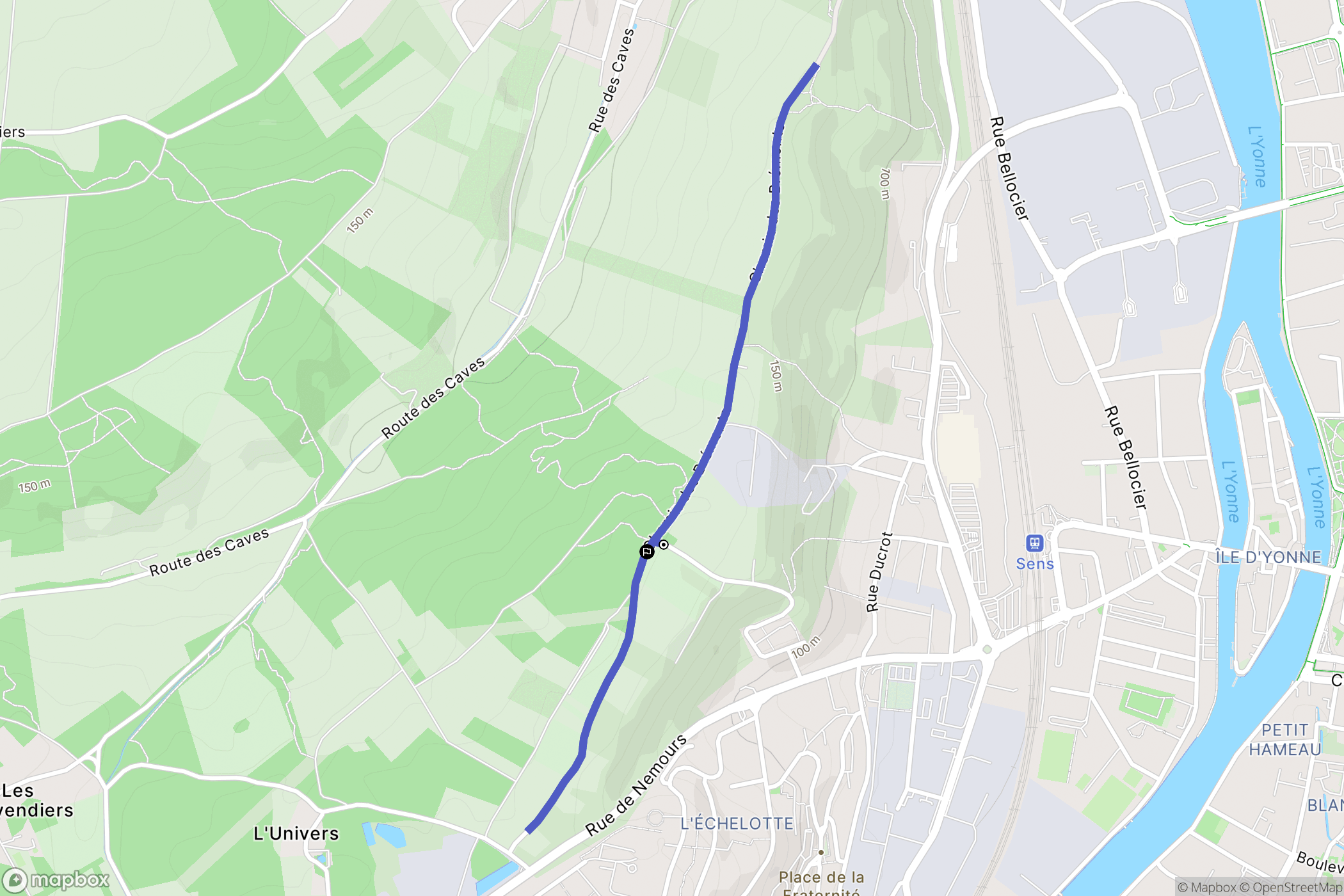 Paron : carte du parcours de randonnée - France