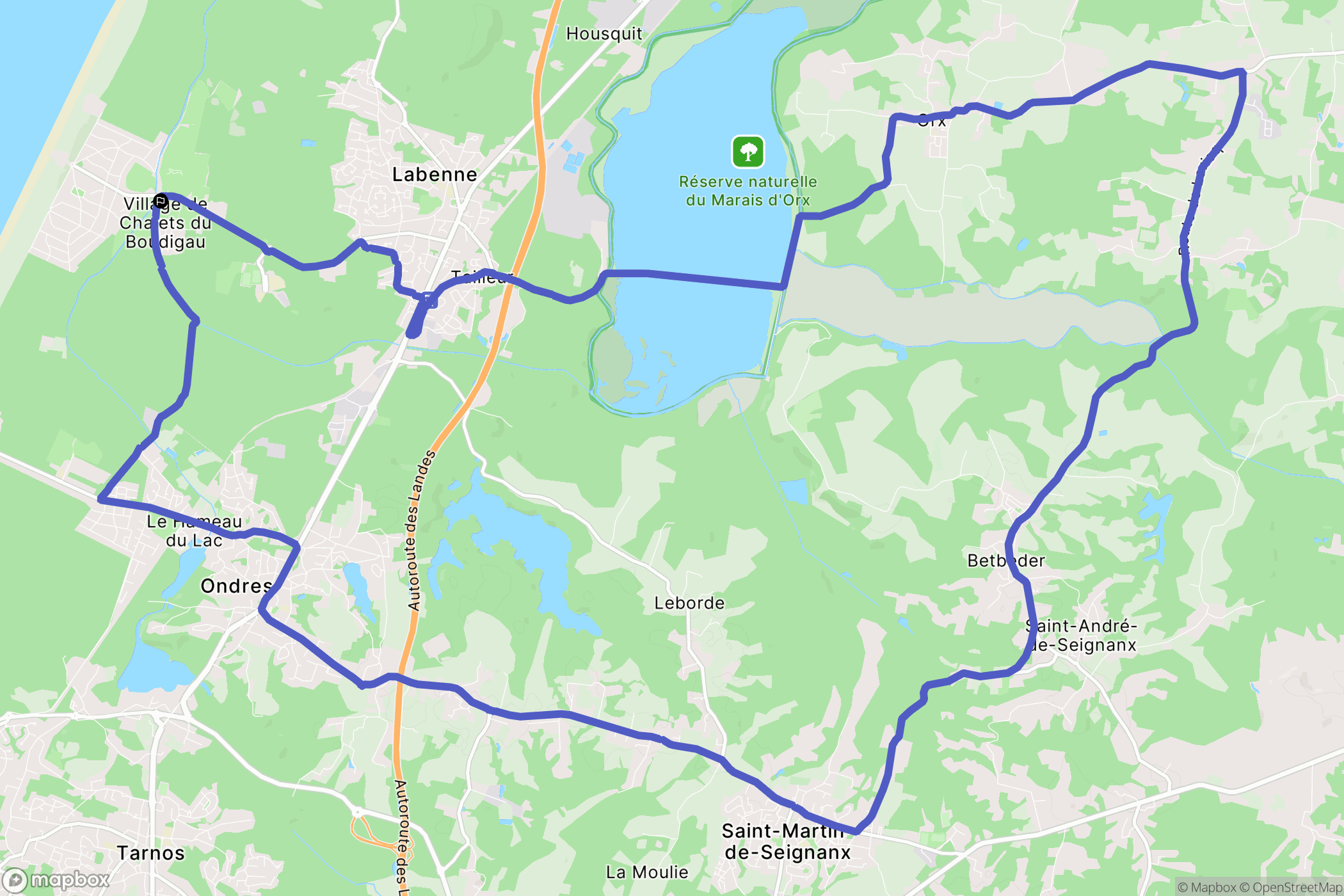 Labenne : carte du parcours de randonnée - France