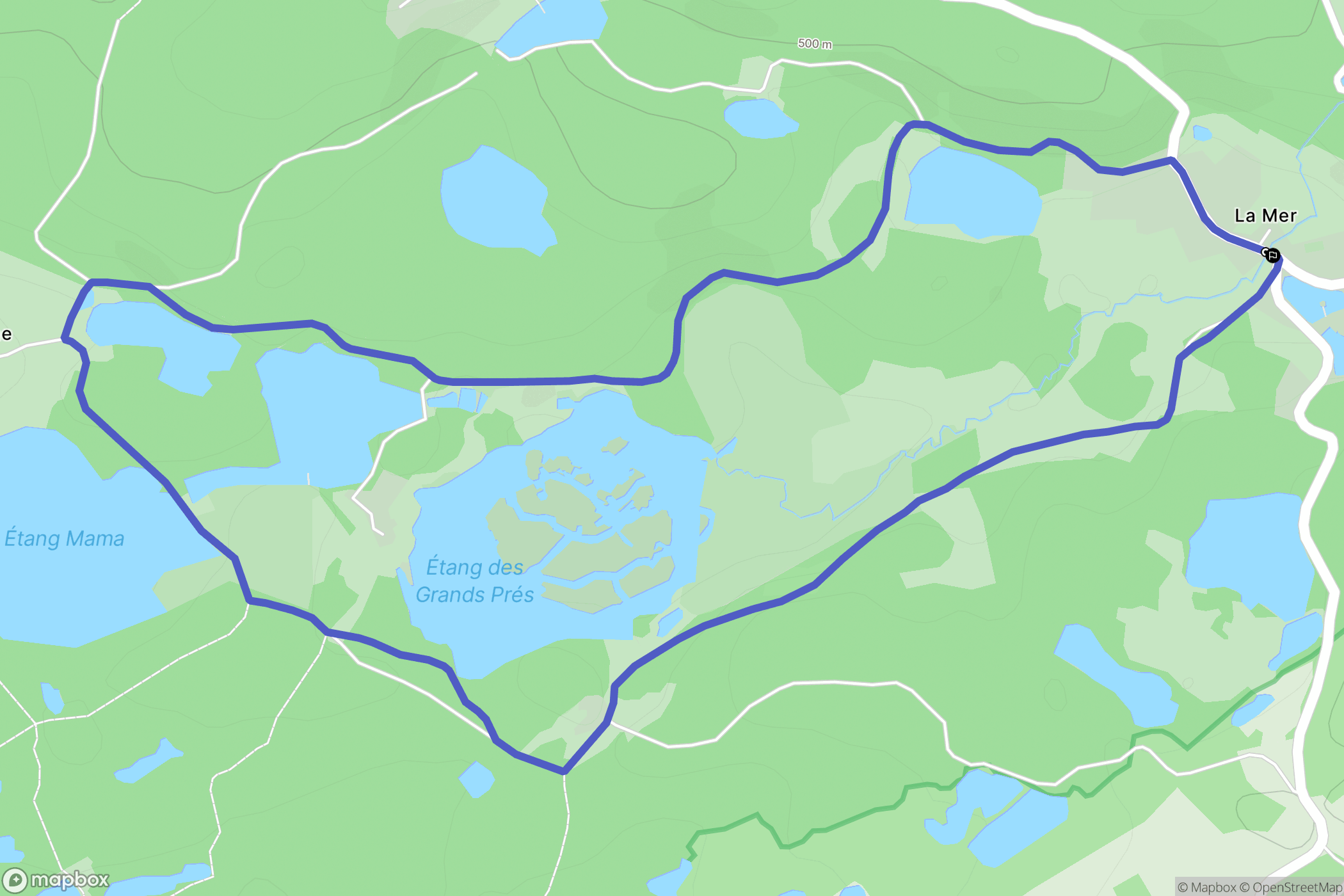 La Mer : carte du parcours de randonnée - France