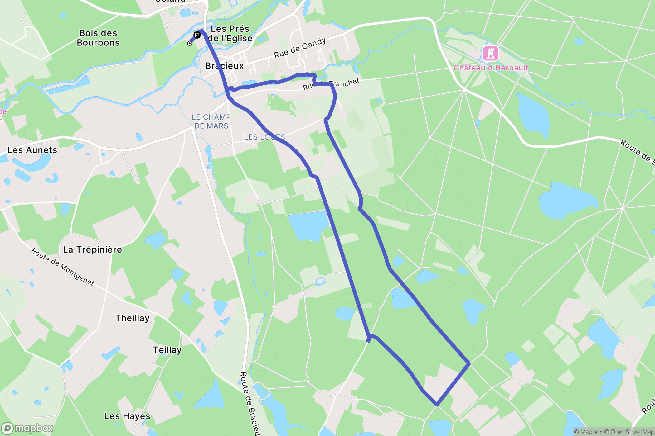 Bracieux : carte du parcours de randonnée - France