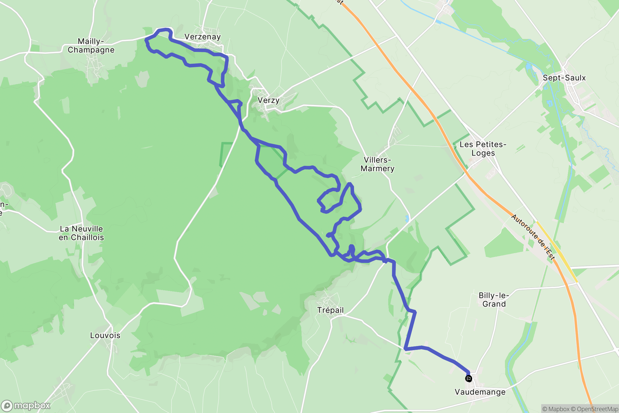 Vaudemange : carte du parcours de randonnée - France