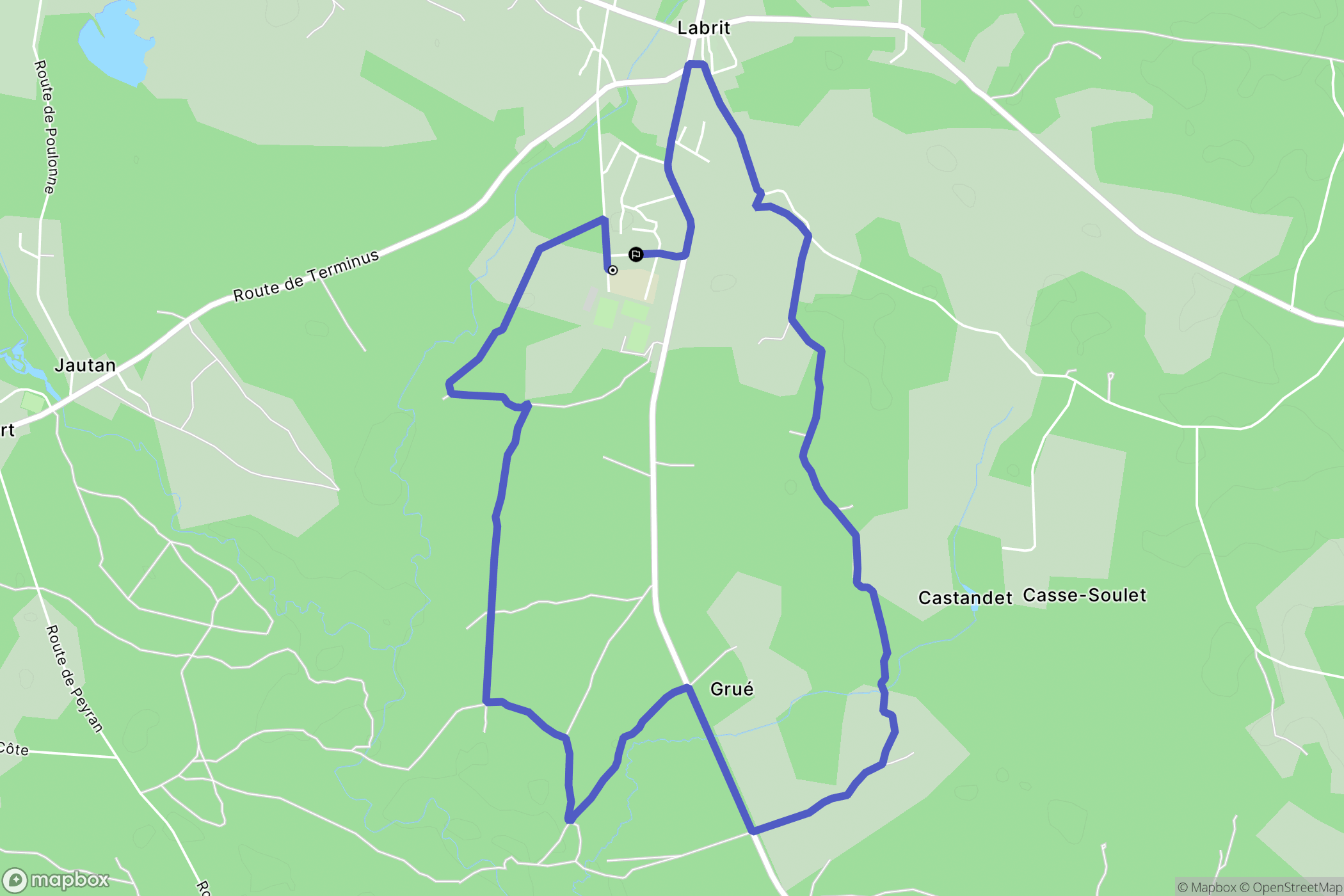 Labrit : carte du parcours de randonnée - France