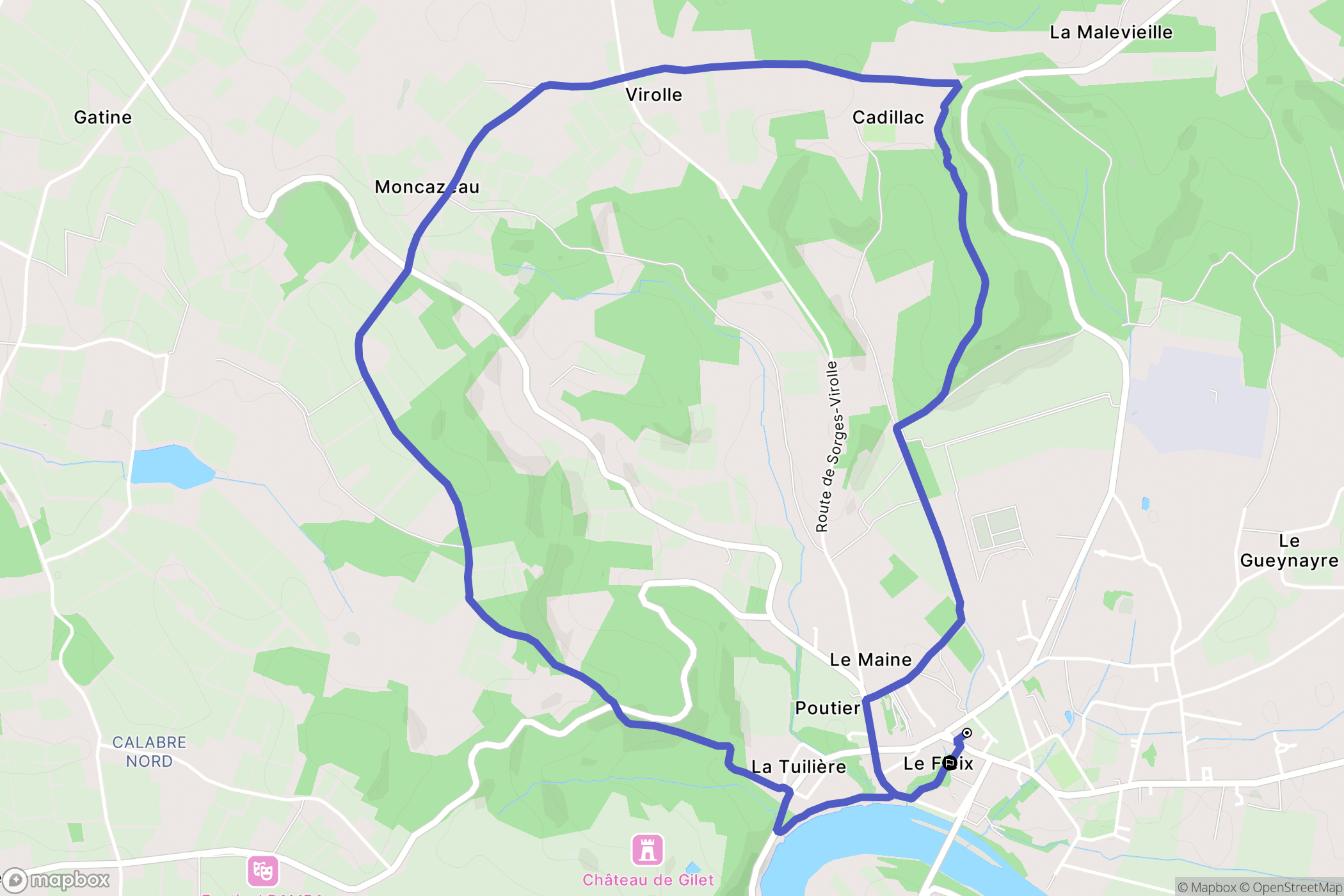 Le Fleix : carte du parcours de randonnée - France