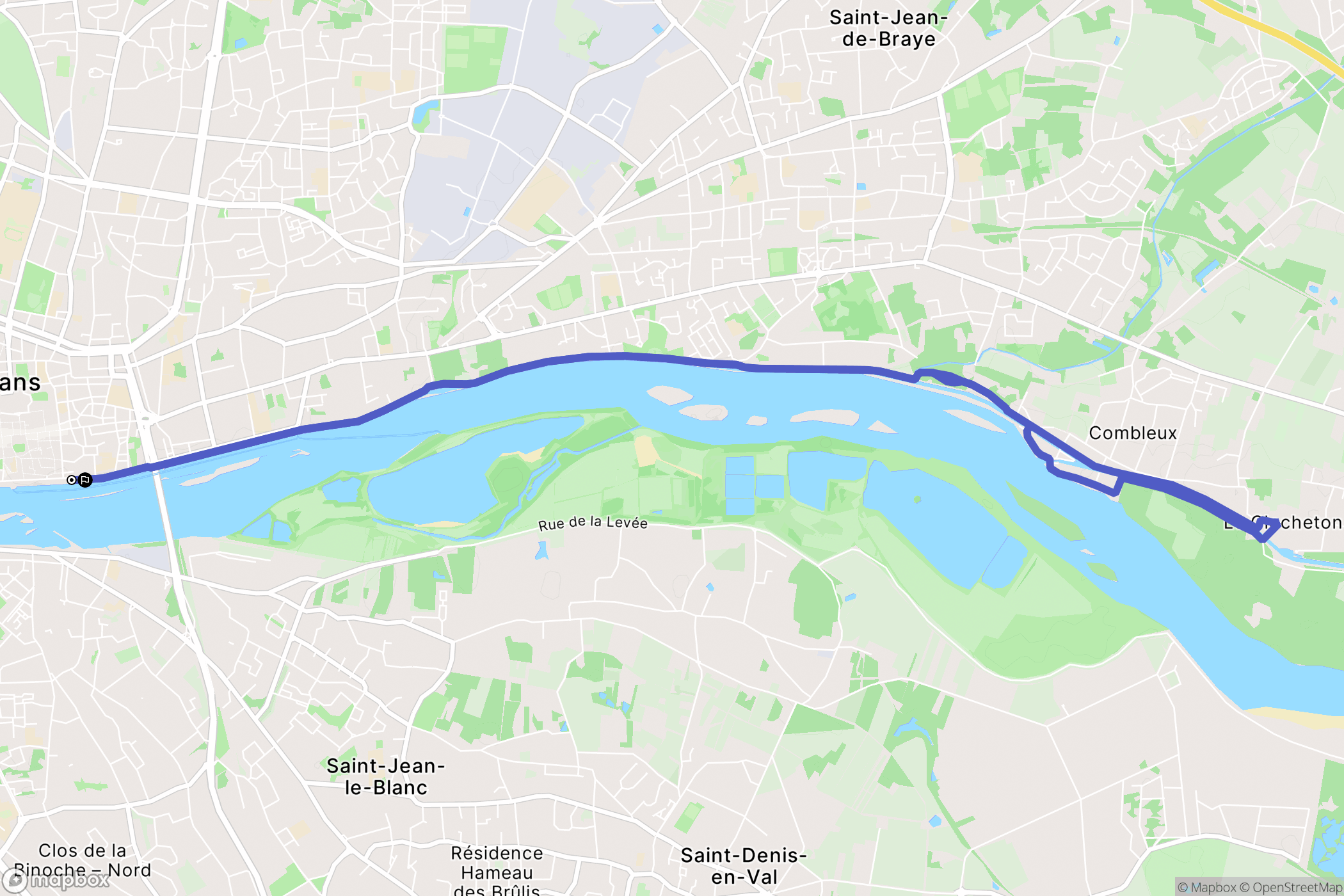 Orléans : carte du parcours de randonnée - France