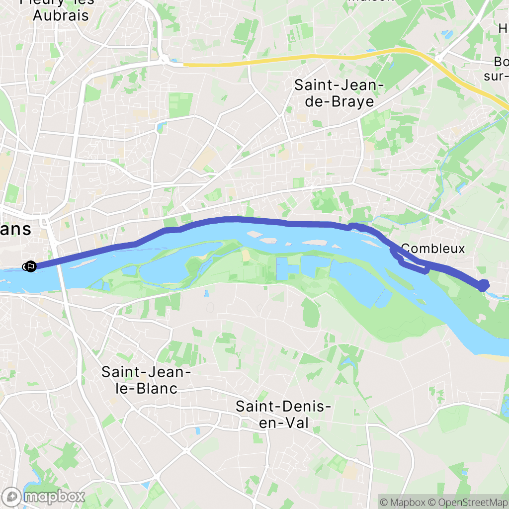 Orléans : carte du parcours de randonnée - France