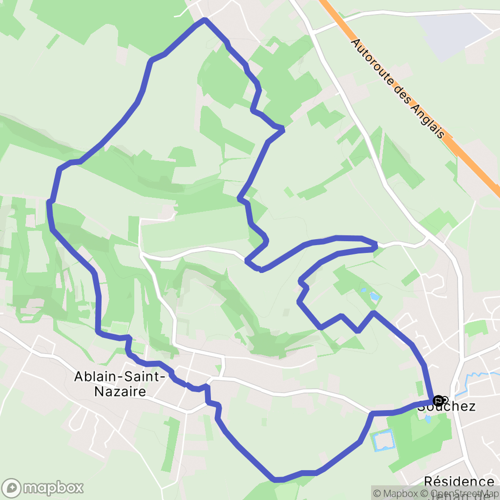 Souchez : carte du parcours de randonnée - France