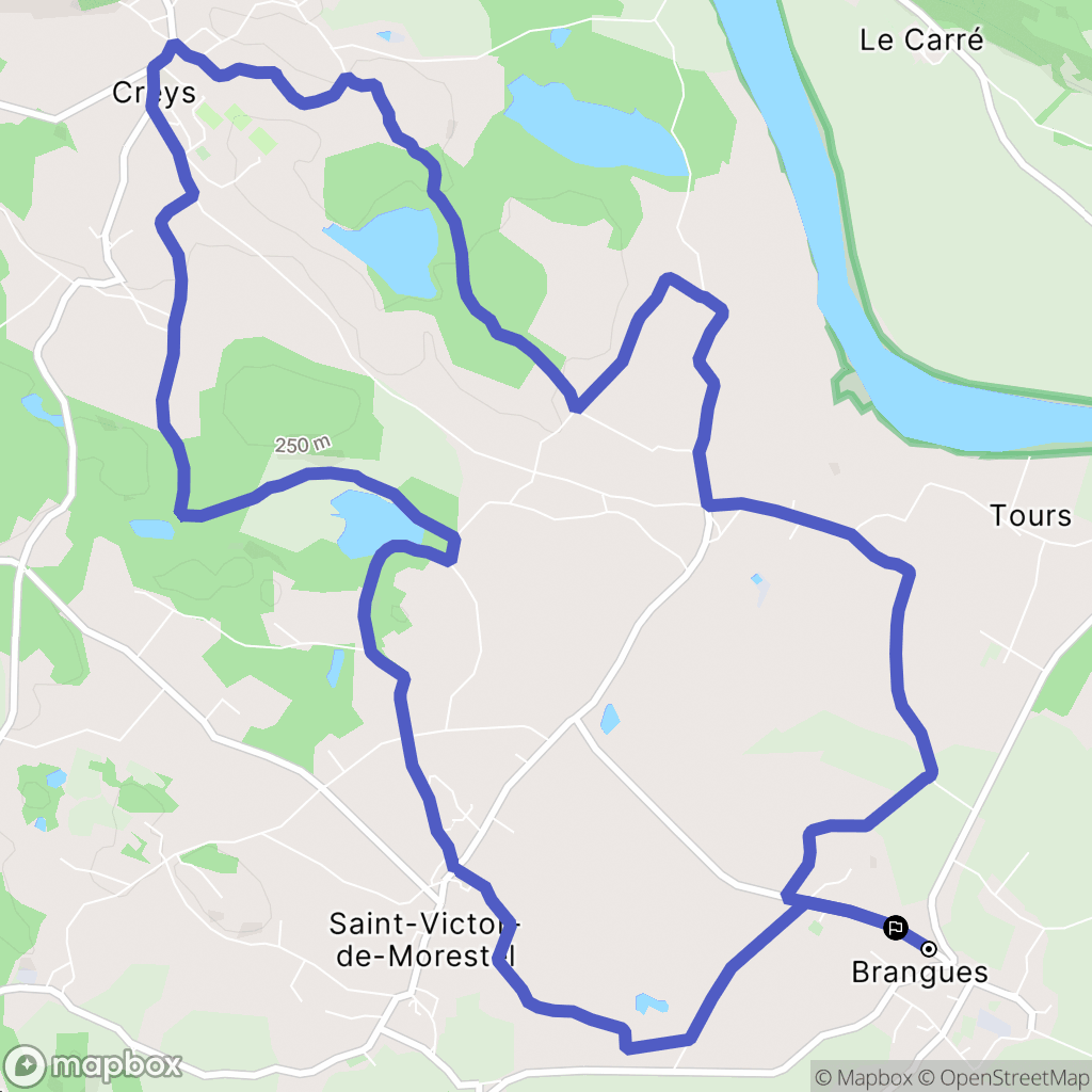 Brangues : carte du parcours de randonnée - France