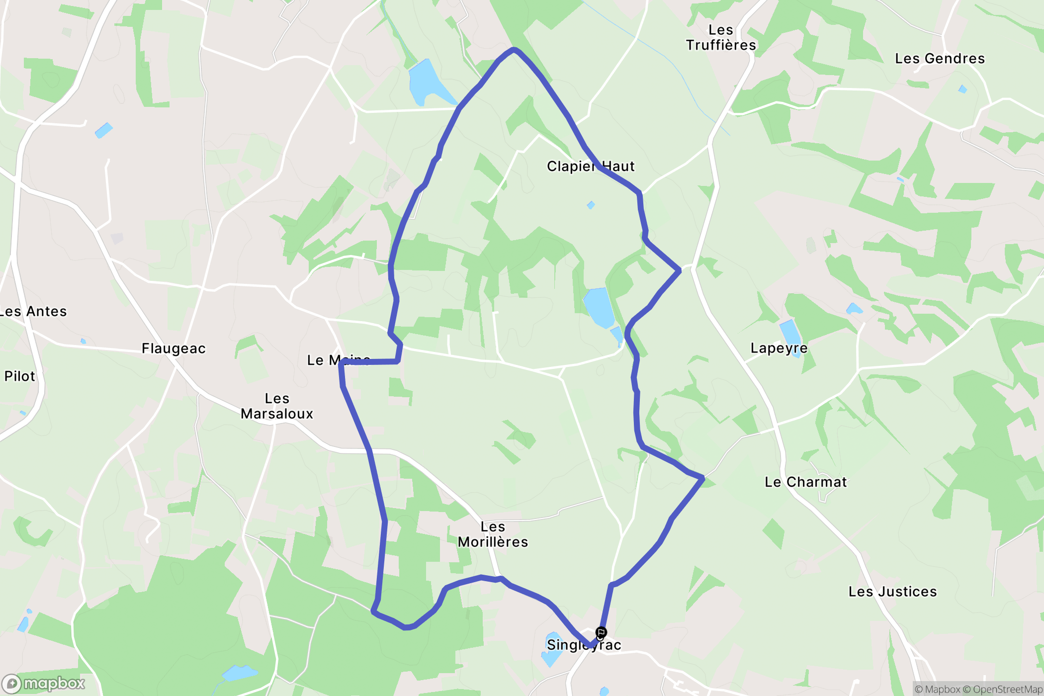 Singleyrac : carte du parcours de randonnée - France