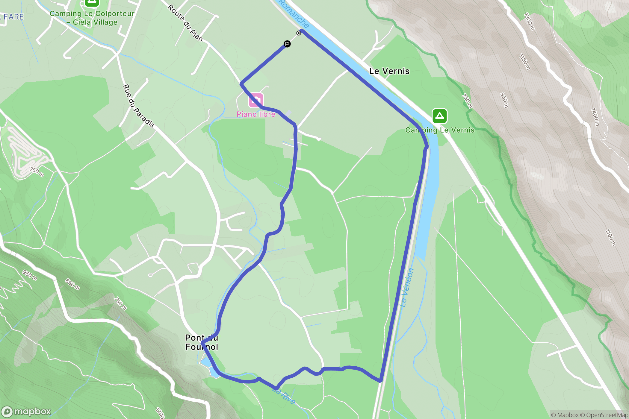 Le Bourg-d'Oisans : carte du parcours de randonnée - France