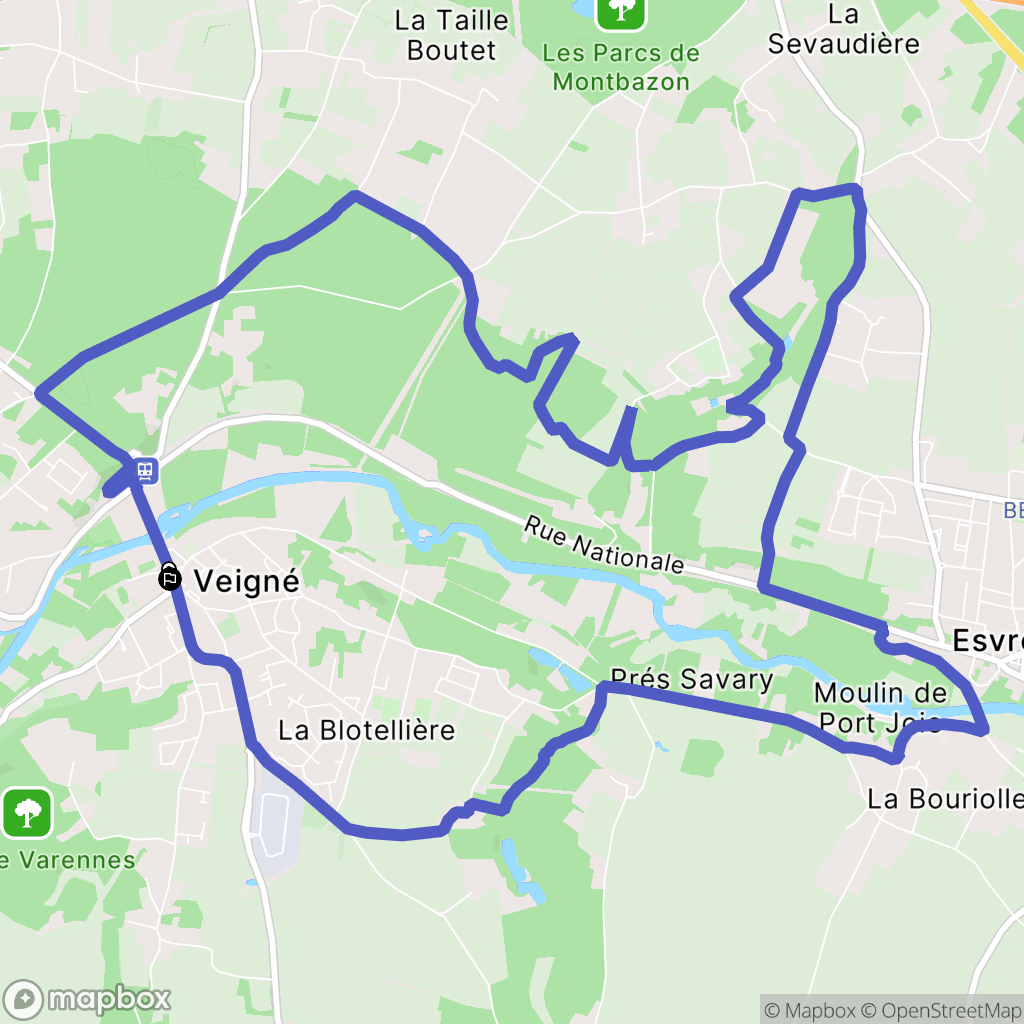 Veigné : carte du parcours de randonnée - France